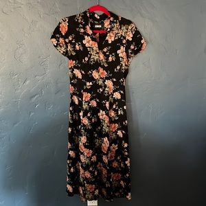 Reformation black dress with pink flowers